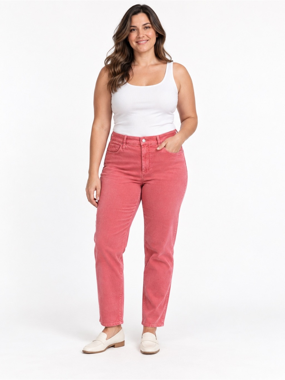 J.Crew Womens Corduroy Pants Size 33 Coral Pink Straight Leg Stretch Cotton